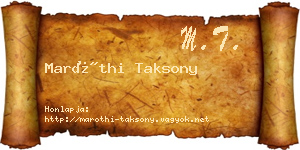 Maróthi Taksony névjegykártya